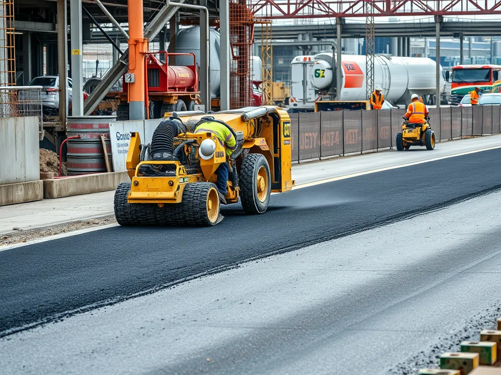 Asphalt repair machine working to prevent potholes in road construction