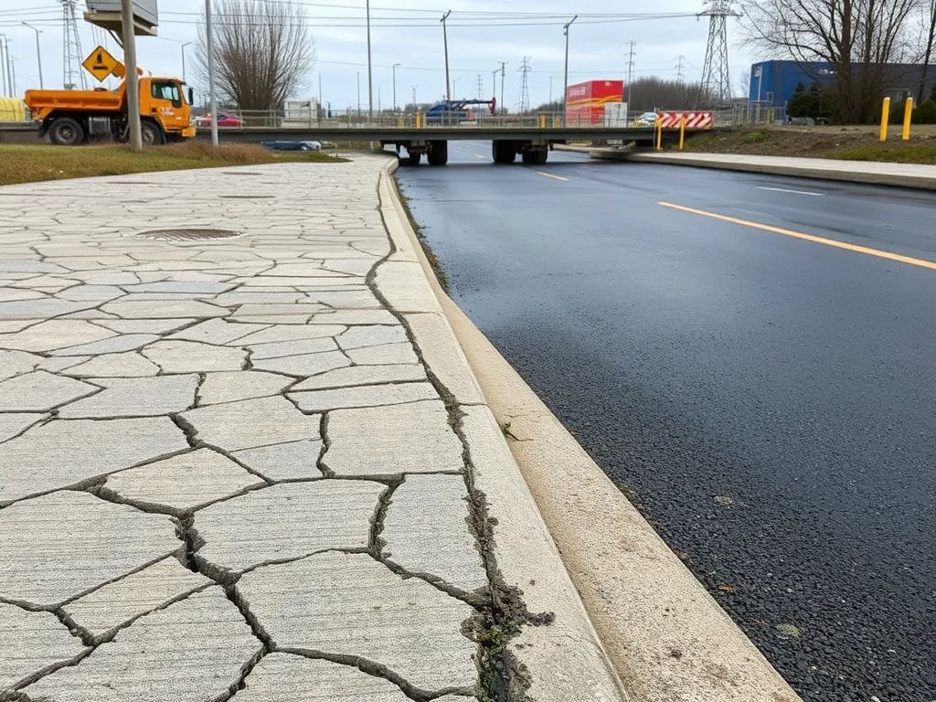 Cracked pavement and smooth asphalt illustrating the benefits of preventative asphalt maintenance.