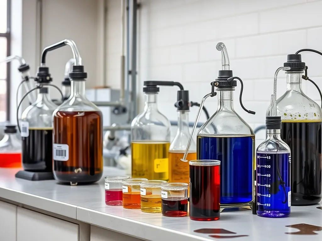 Various chemical samples used in primary asphalt extraction process