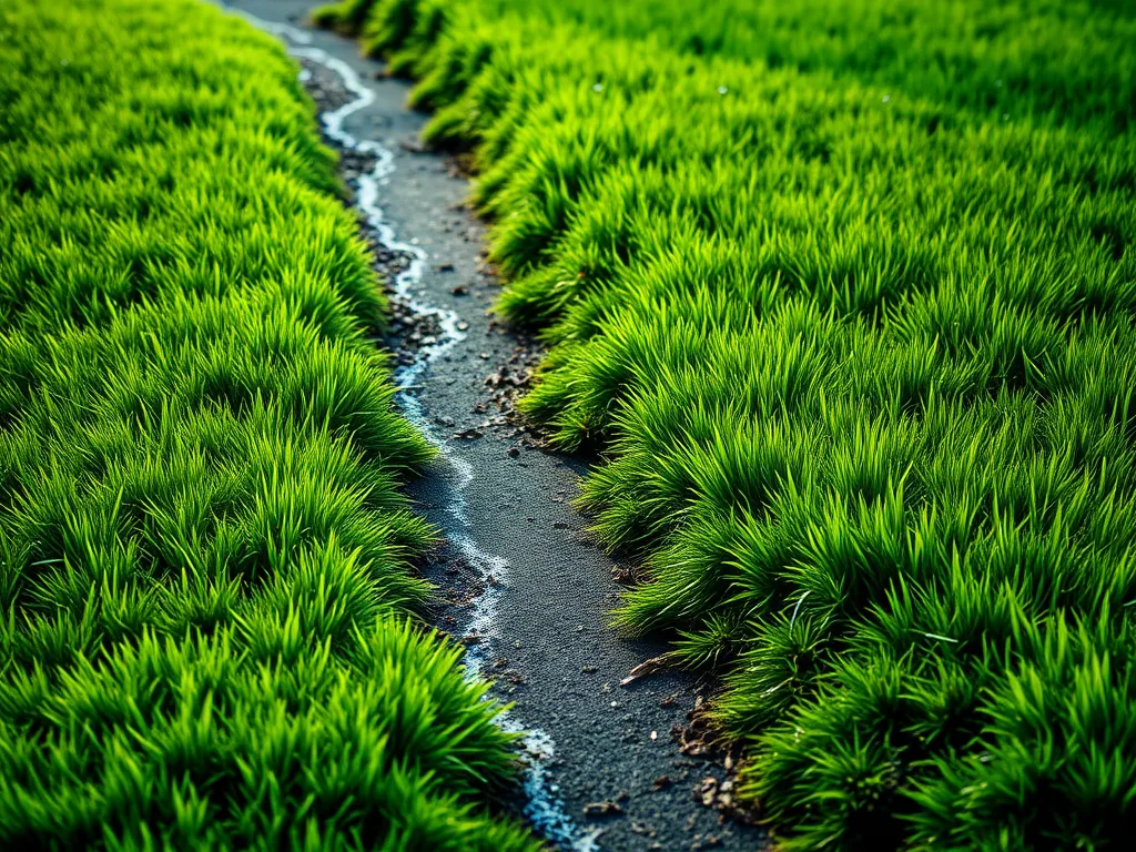 Freshly edged grass along a walking path demonstrating professional edger use
