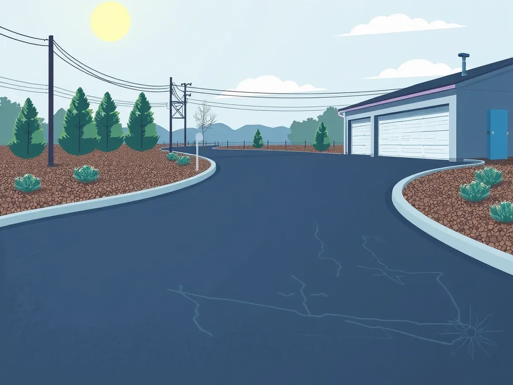 Illustration of a sunny day with asphalt showing signs of UV damage, highlighting the importance of protection.