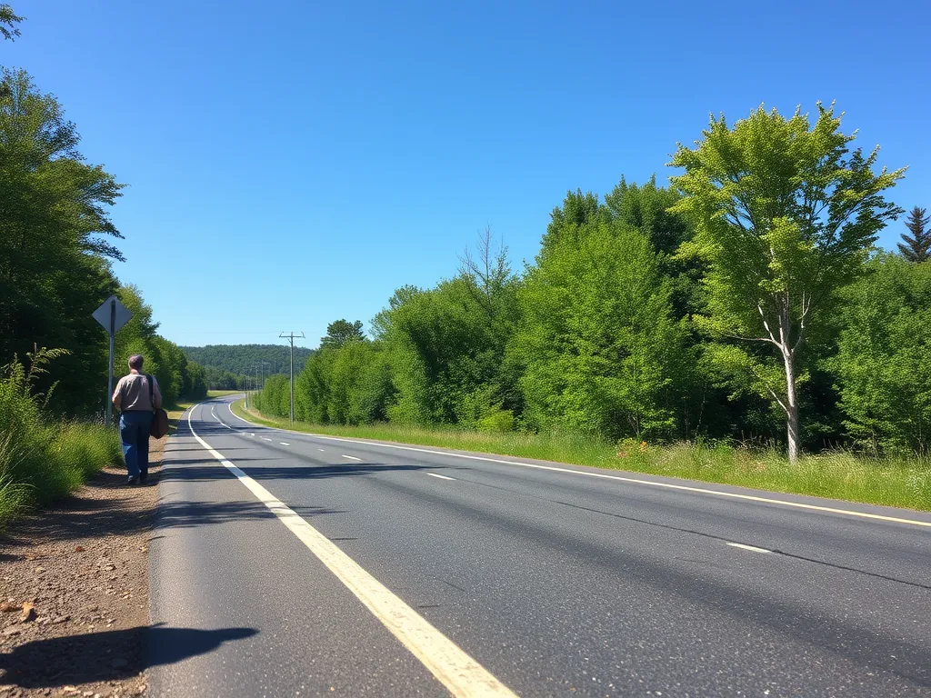 A scenic road illustrating the application of warm mix asphalt in highway construction.