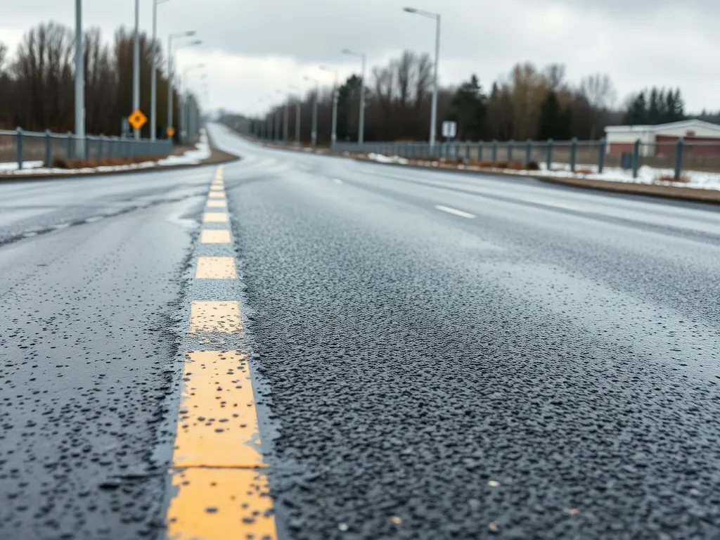Close-up view of a well-constructed asphalt road showcasing quality materials in asphalt mixtures.