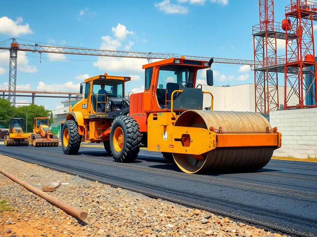 Heavy machinery used for quick installation of asphalt surfaces