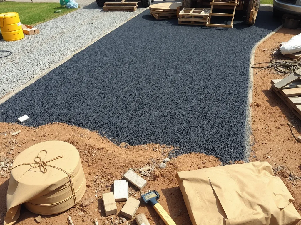 Newly installed asphalt surface highlighting the quick installation process
