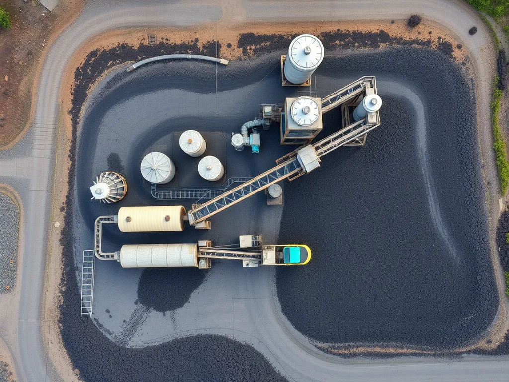 Aerial view of an asphalt mixing plant incorporating RAP for sustainable pavement solutions.