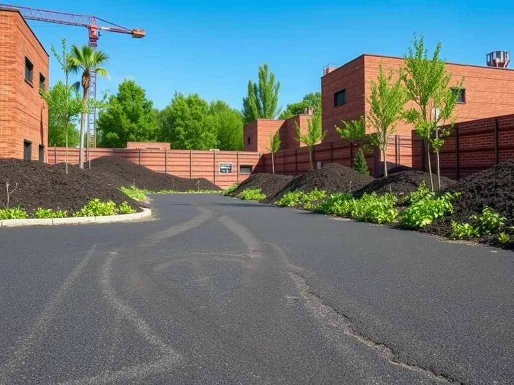 Reclaimed asphalt pavement being used in eco-friendly road construction.