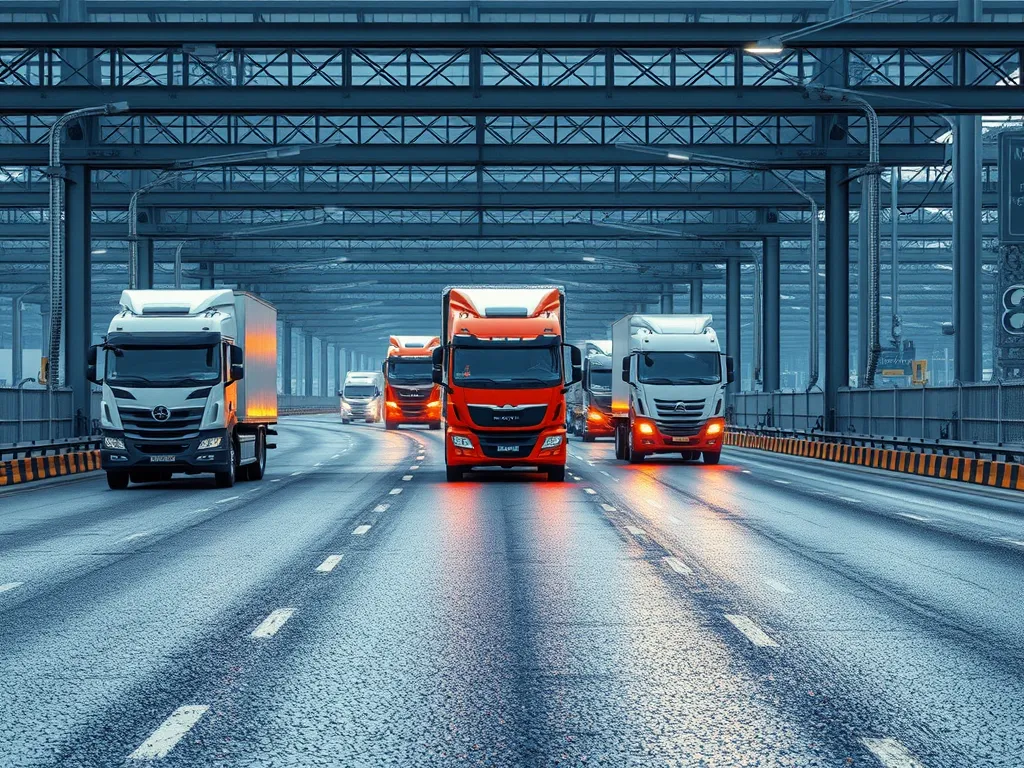 Trucks on a road illustrating the application of reclaimed asphalt pavement in construction.