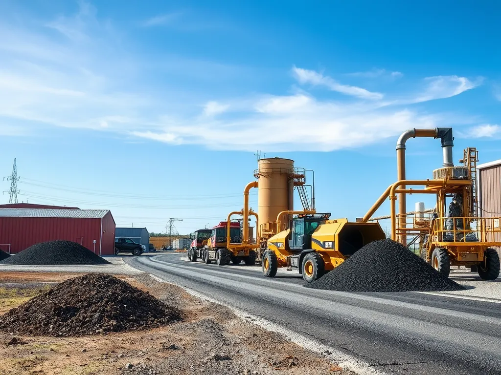 Reclaimed asphalt pavement being processed to reduce environmental impact