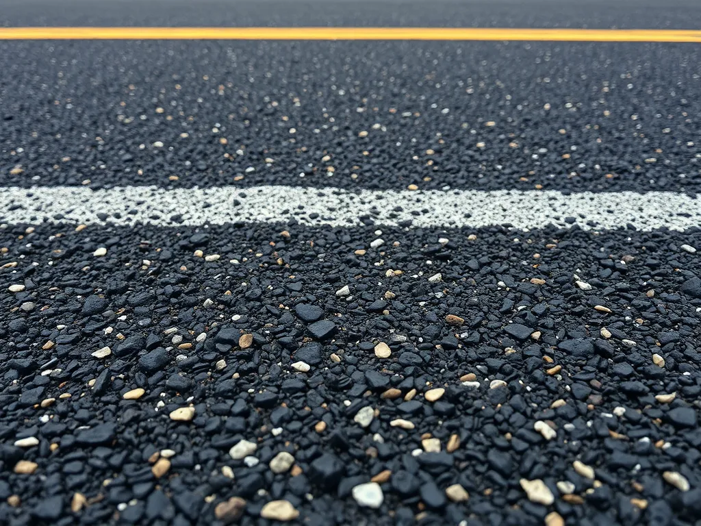 Close-up view of asphalt containing recycled aggregates showcasing their impact on performance.