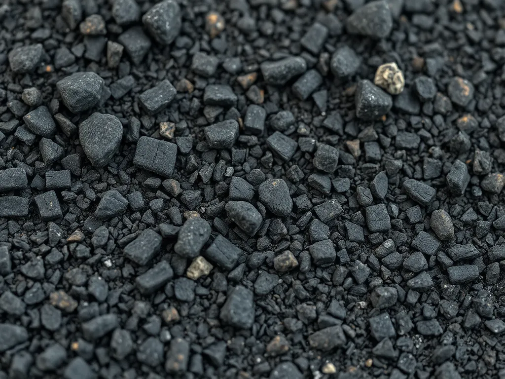 Close-up of recycled aggregates used in asphalt construction