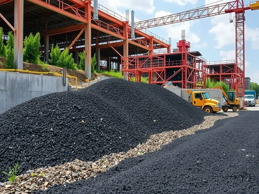 Piles of recycled aggregates used in construction to promote sustainability and reduce environmental impact.