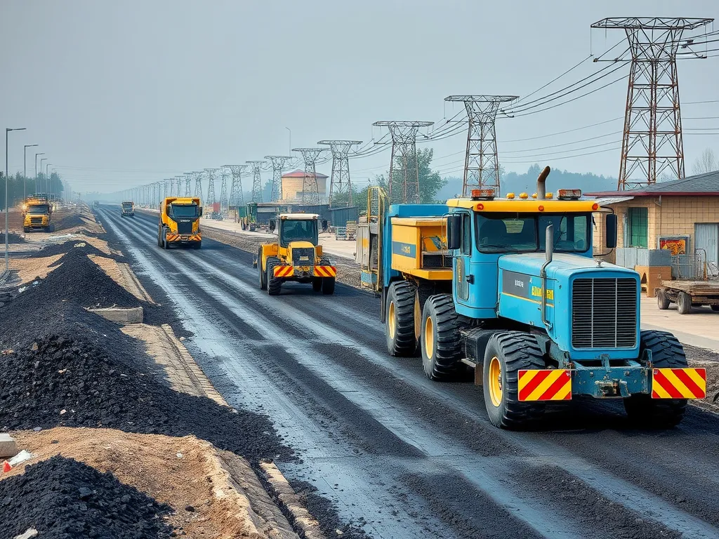 Construction vehicles laying recycled asphalt on a road, showcasing the sustainable benefits of using recycled materials.