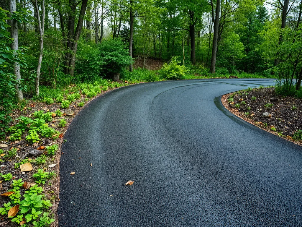 Newly paved road using recycled asphalt, showcasing eco-friendly road construction