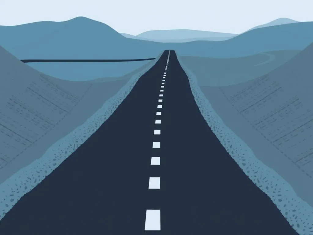 A long road depicting the benefits of recycled asphalt cost savings.