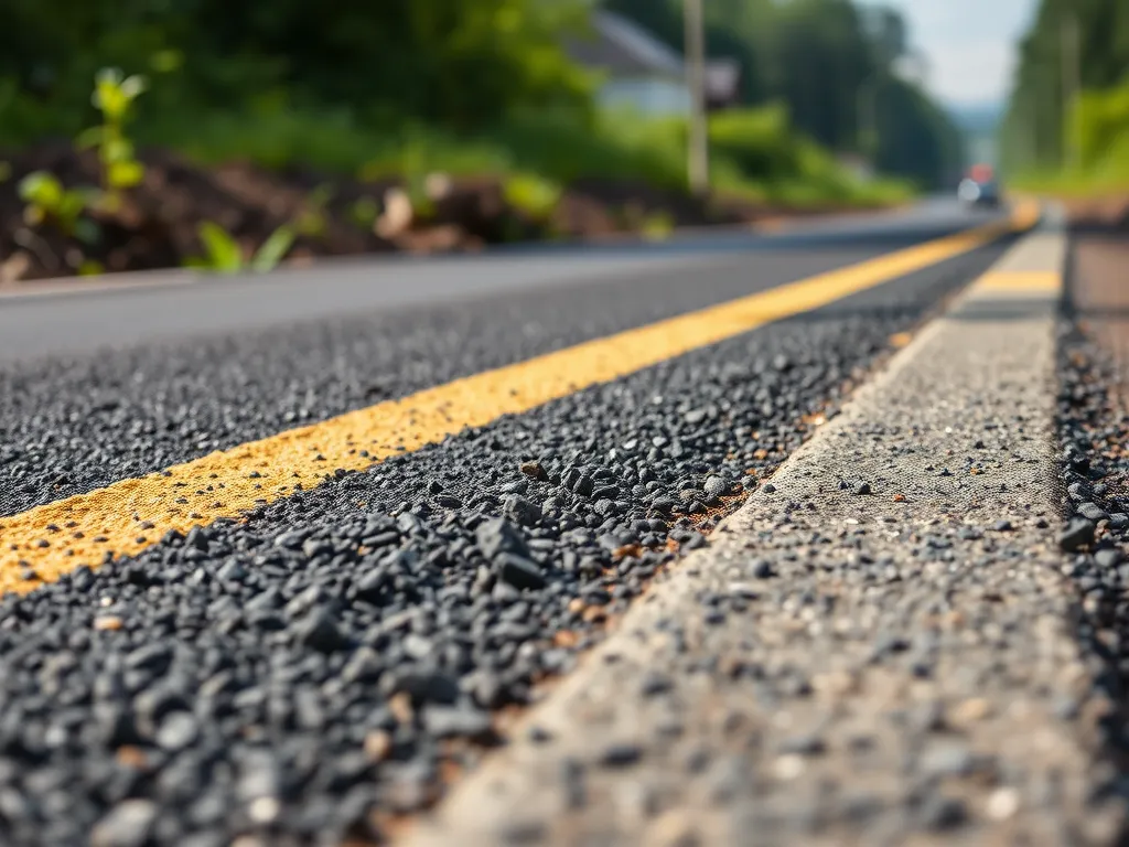 Close-up of a road with recycled asphalt showing cost-effective paving solutions