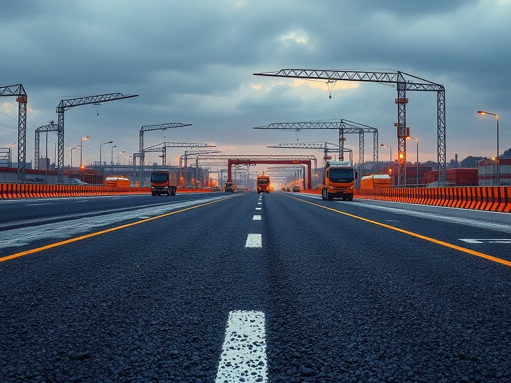 A road under construction showcasing the use of recycled asphalt in modern infrastructure.