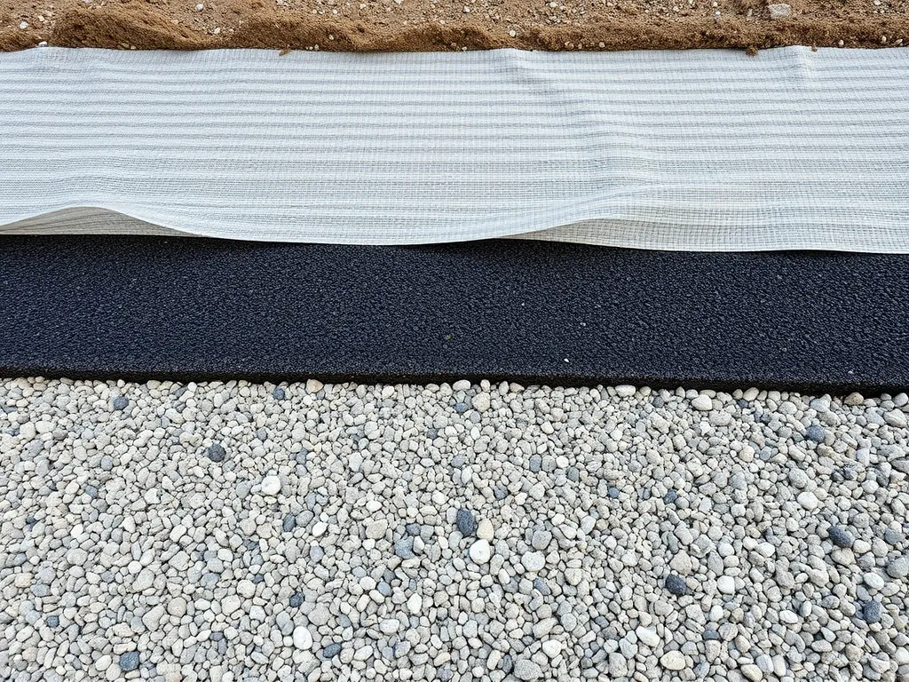 Cross-section of recycled asphalt layers showing materials and construction techniques for roads