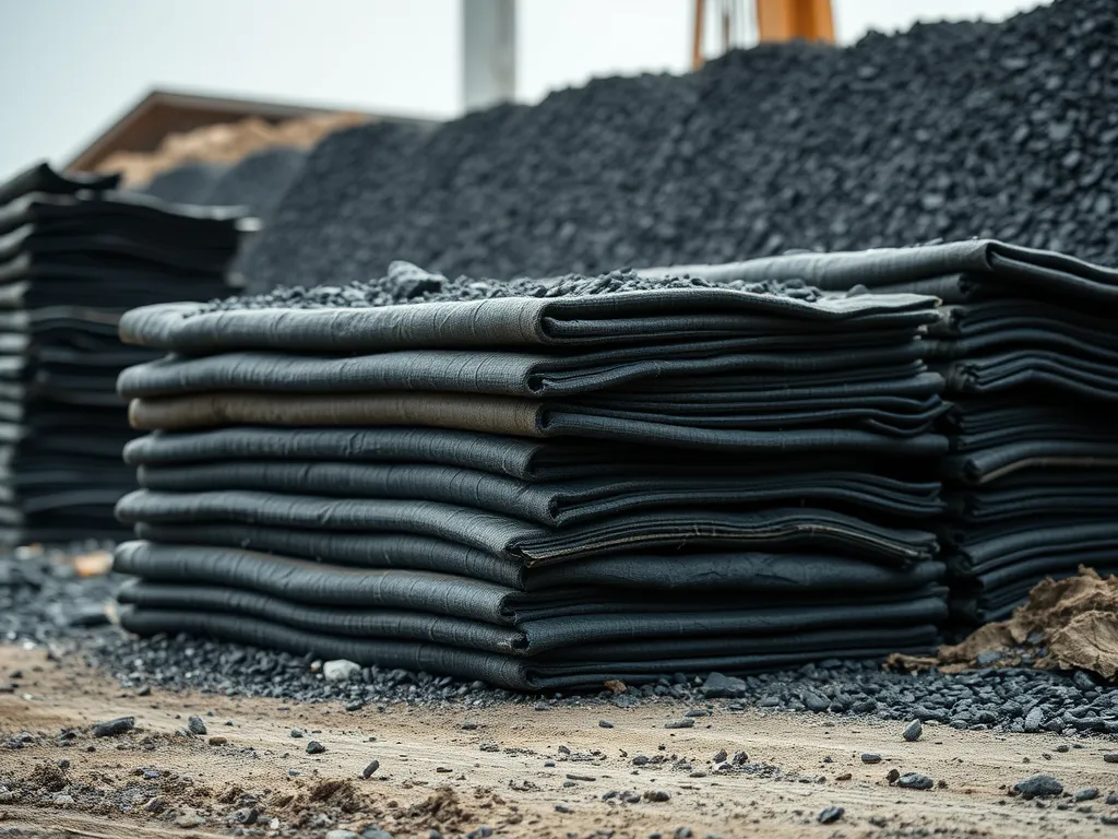 Stacks of recycled asphalt materials ready for use in construction.