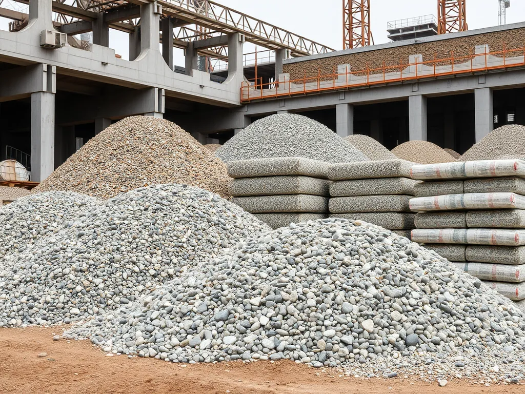 A variety of recycled asphalt piles showcasing material used for repaving and construction.