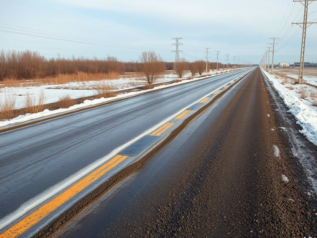 A smooth, newly paved road made from recycled asphalt materials