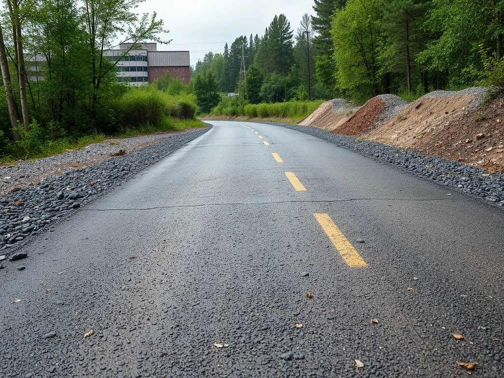 A freshly paved road made of recycled asphalt, showcasing sustainability and modern road construction.