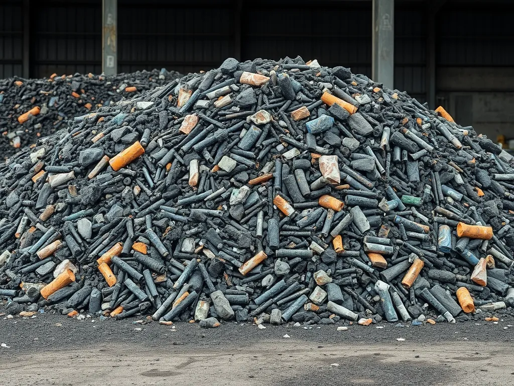 A pile of recycled materials used in asphalt production, emphasizing the role of sustainability.