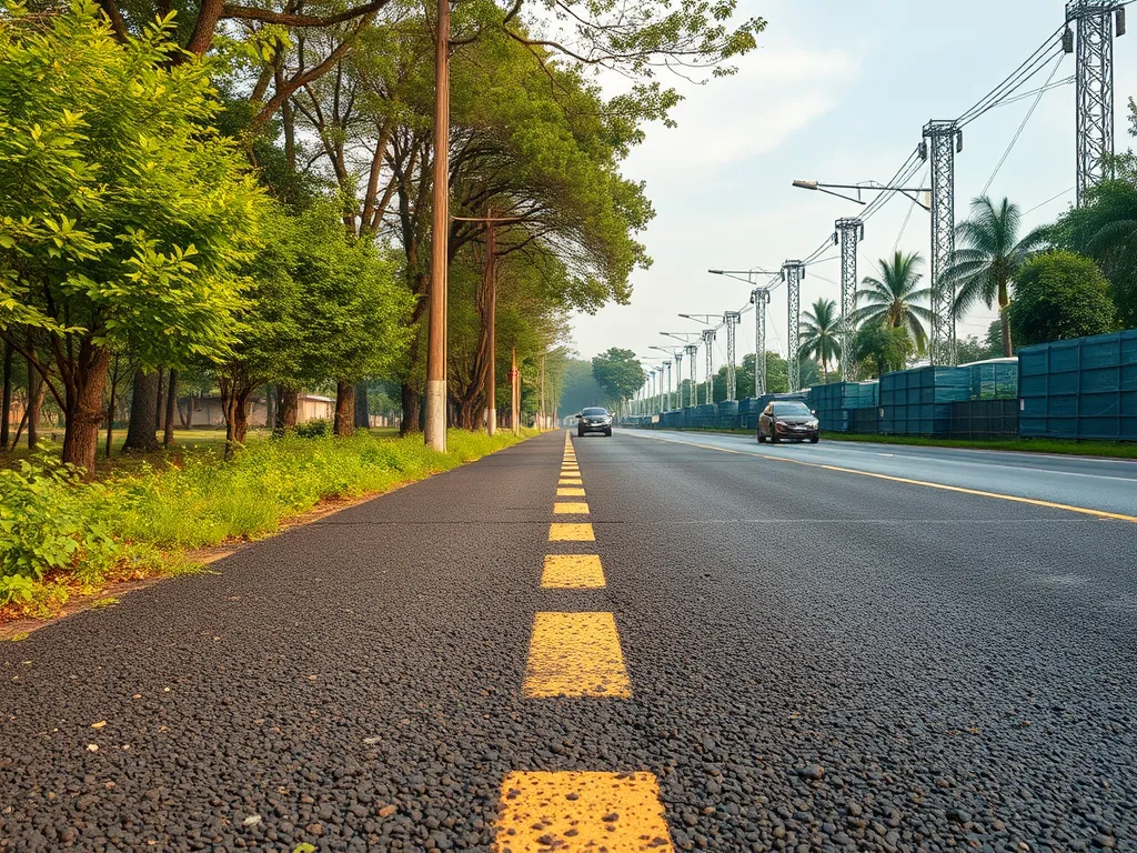Road surface made from recycled asphalt highlighting sustainable construction methods