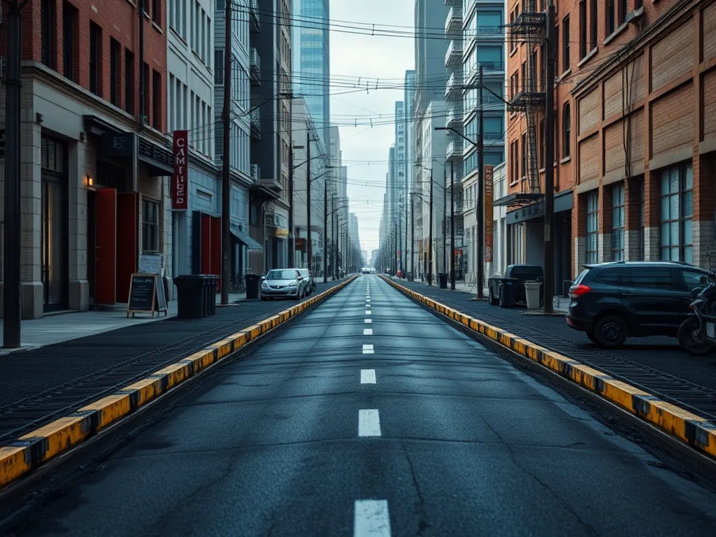 An empty city street showcasing freshly paved roads, highlighting the market demand for recycled asphalt.