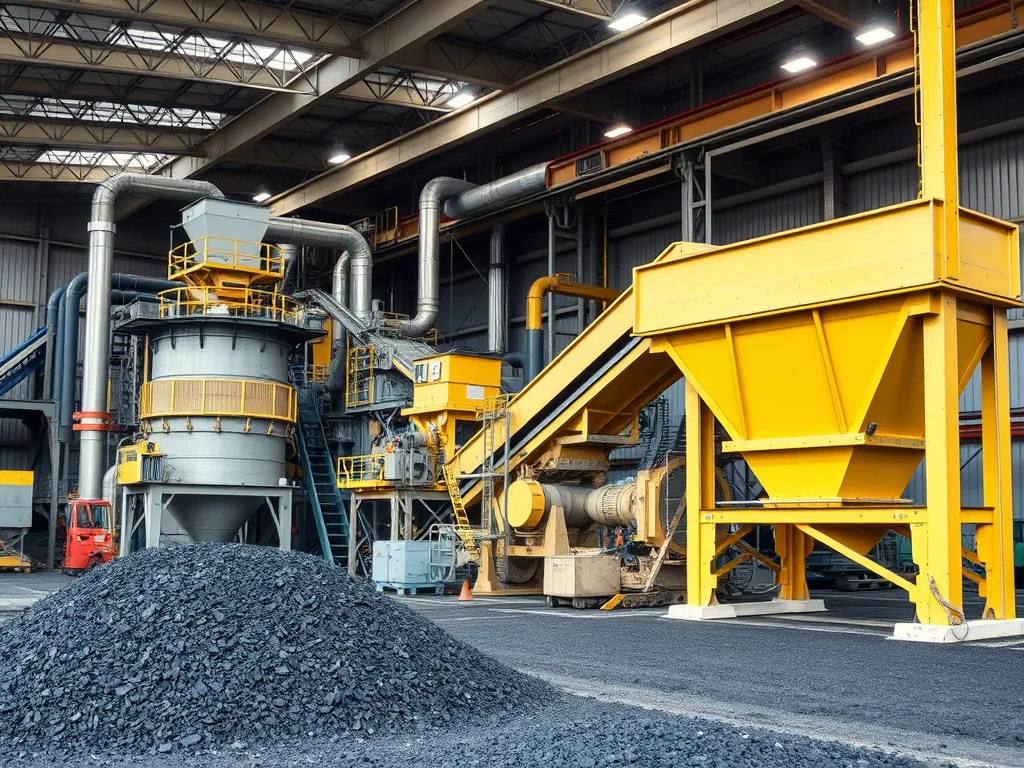 Recycling asphalt process machinery and equipment in an industrial setting