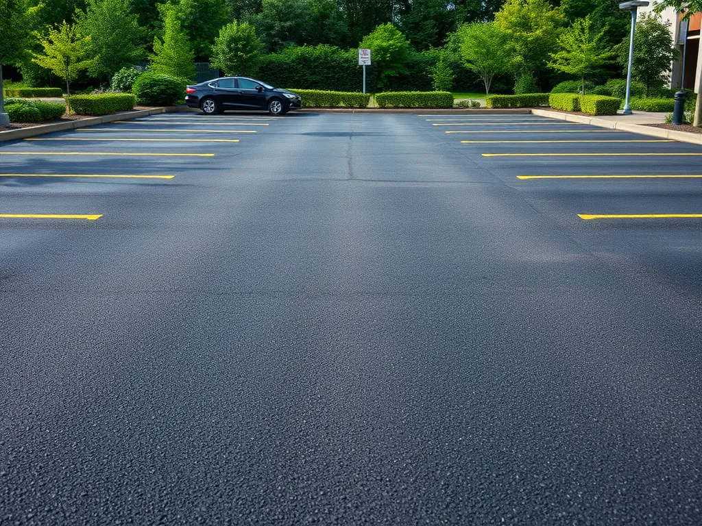 Paved parking lot showcasing the recycled asphalt process