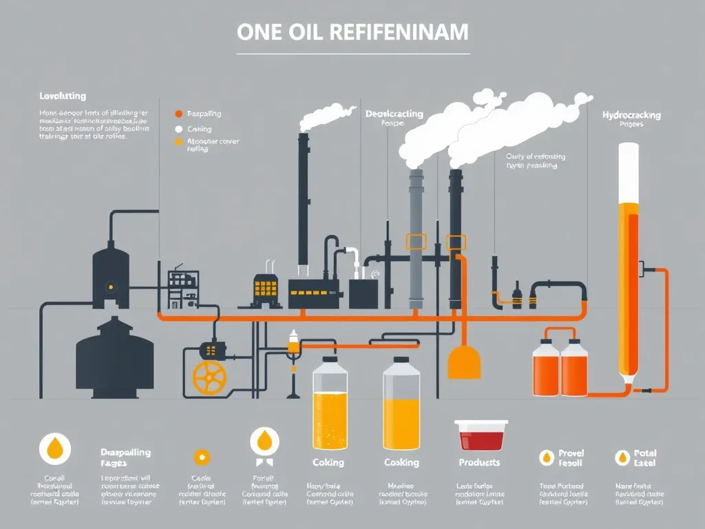 Diagram illustrating the process of Reduced Crude (Residuum) refining including distillation, hydrocracking, and products obtained.