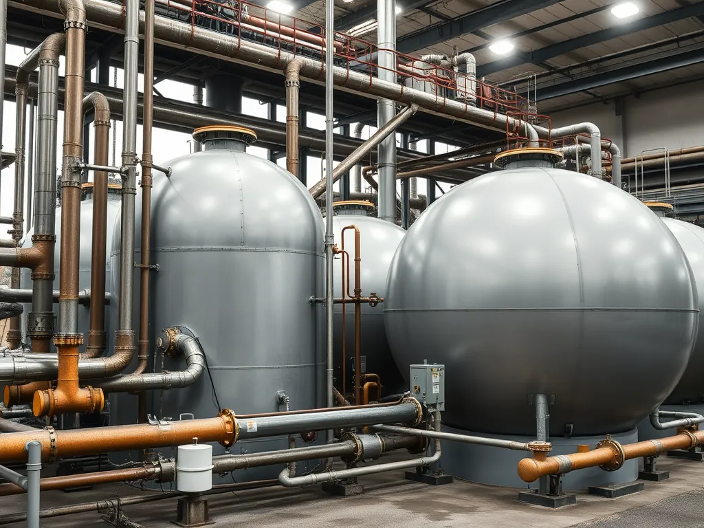 Industrial storage tanks for Reduced Crude (Residuum) processing.