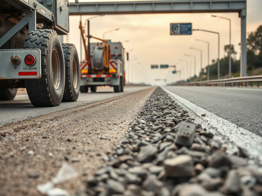 Truck transporting Reduced Crude (Residuum) along a highway