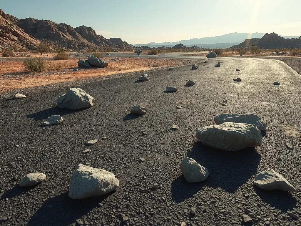 Asphalt road affected by regional climate with visible rocks, highlighting the need for specific mix specifications.