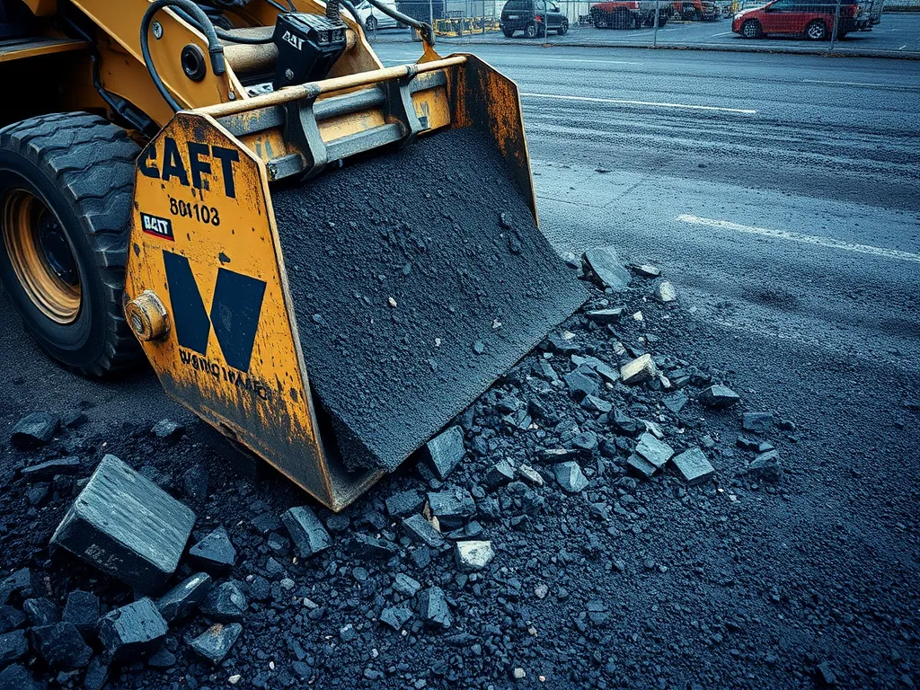 Heavy machinery removing asphalt from driveway for resurfacing