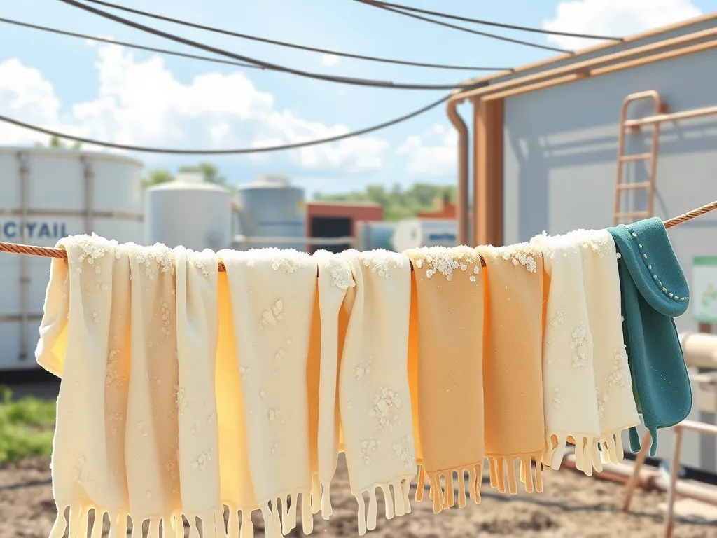 Cloths hanging for cleaning tree sap from asphalt surfaces