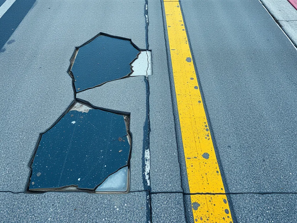 Damaged pavement highlighting the need for effective repaving techniques.