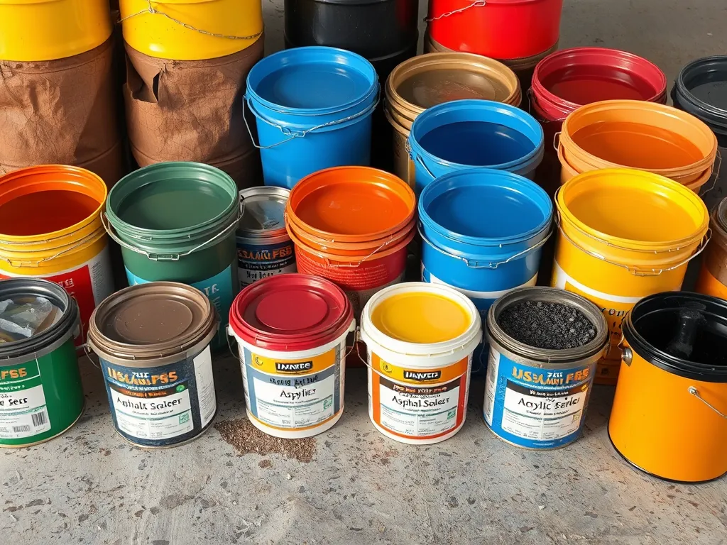 Variety of products for resealing asphalt driveways