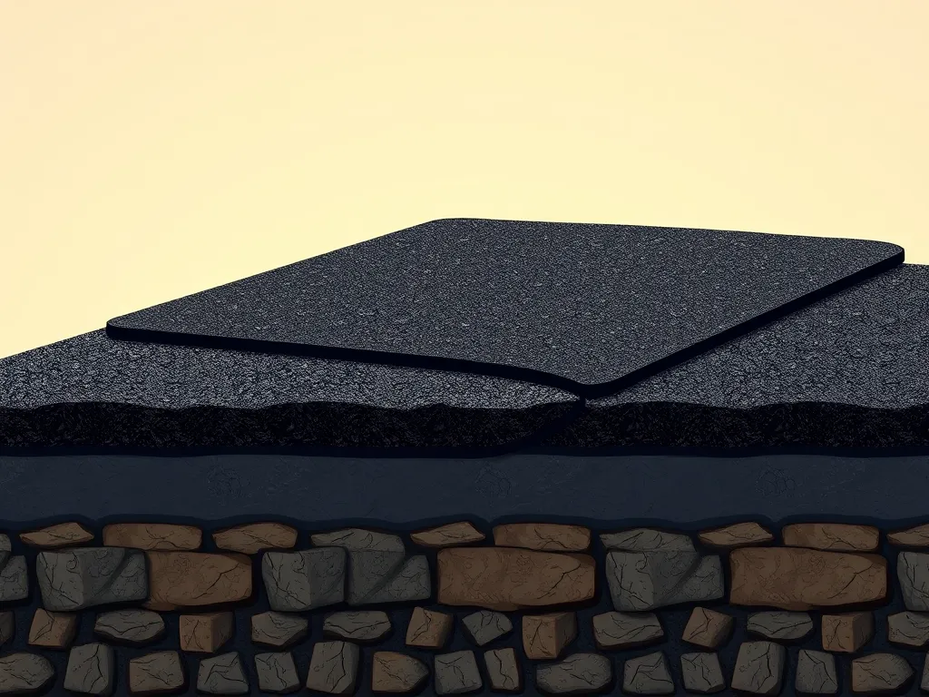 Diagram showing the layer of resurfacing over a stone base, highlighting resurfacing benefits.