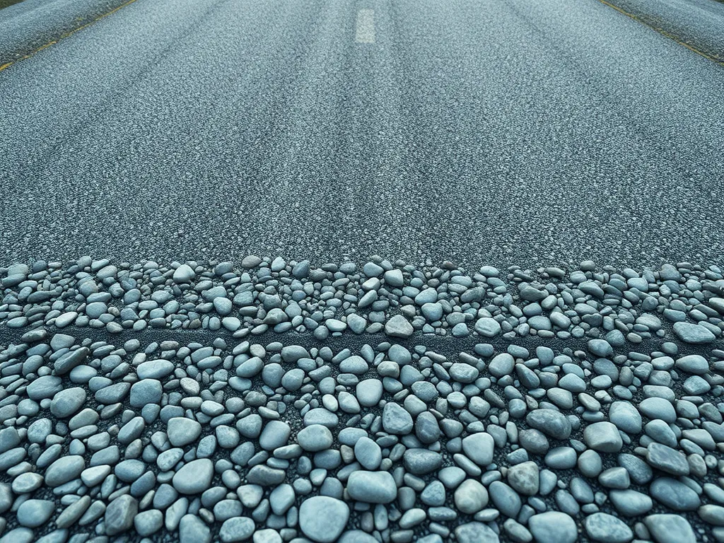 A close-up view of an asphalt surface with a layered texture, illustrating different types of asphalt mix for construction projects.