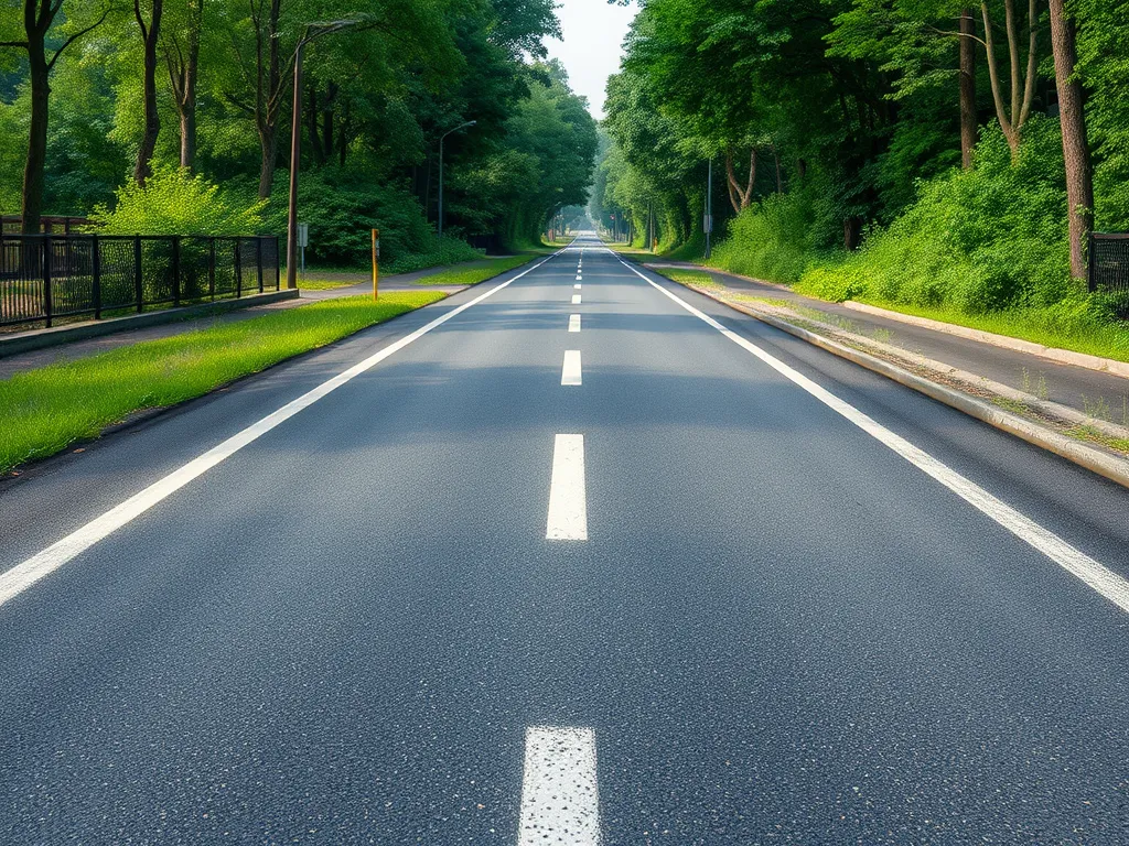Asphalt road designed for noise reduction minimizing roadway noise.