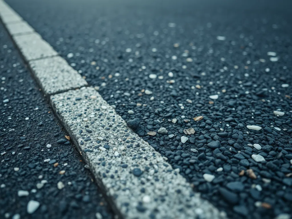 Close-up view of asphalt surface showcasing various aggregates used in asphalt types.
