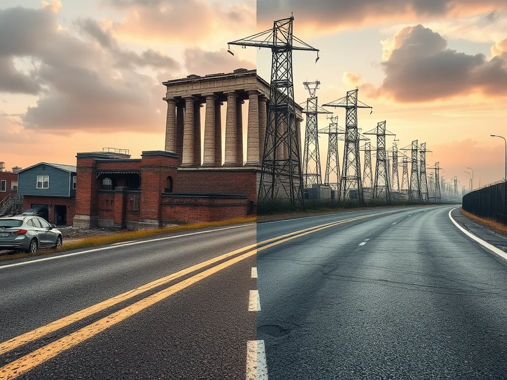 An ancient Roman road built with asphalt techniques, showcasing the durability and engineering of Roman infrastructure.