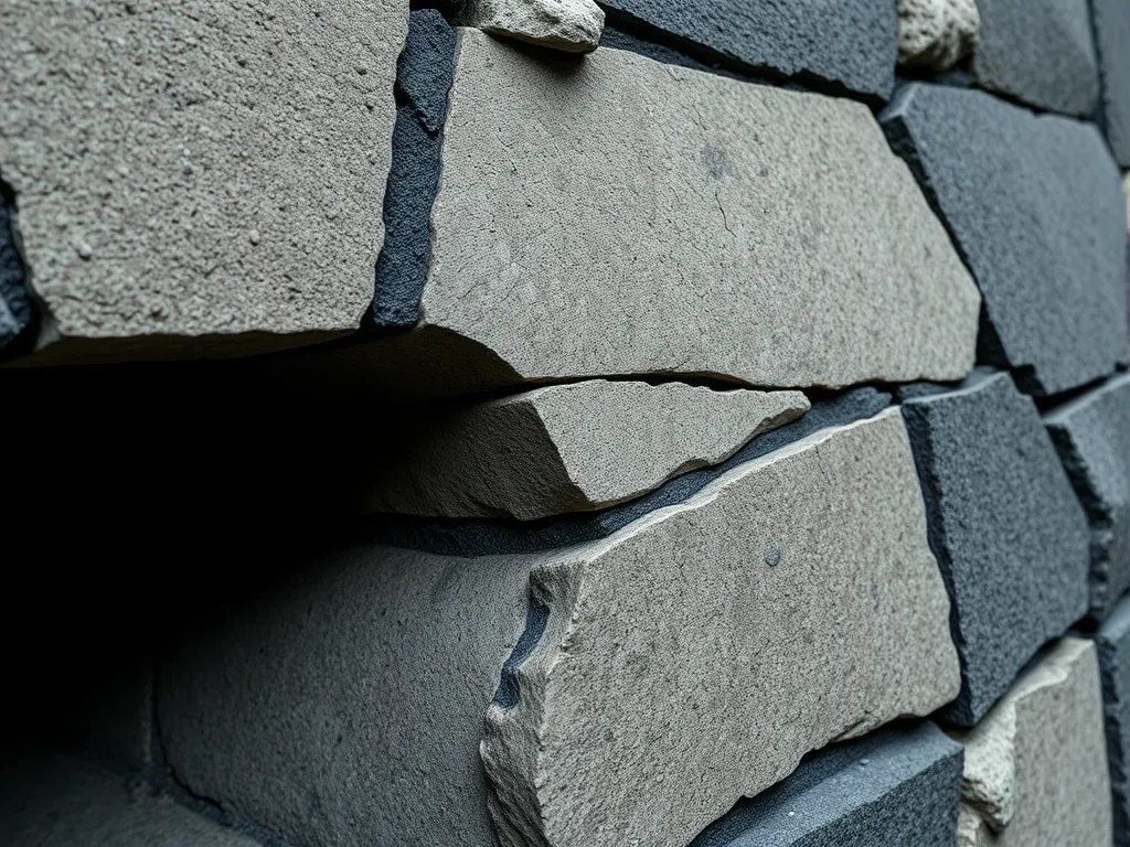 Close-up of asphalt stones used in Roman Empire construction techniques