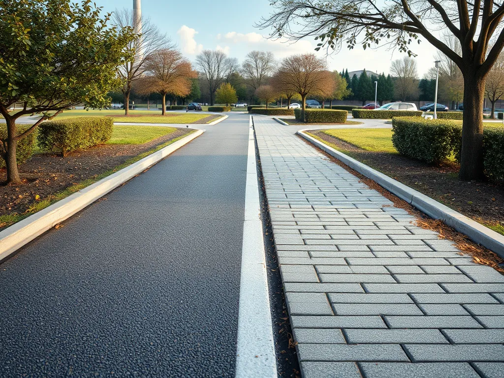 Image showing a comparison of rubberized asphalt and concrete pavement, illustrating how rubberized asphalt reduces noise.