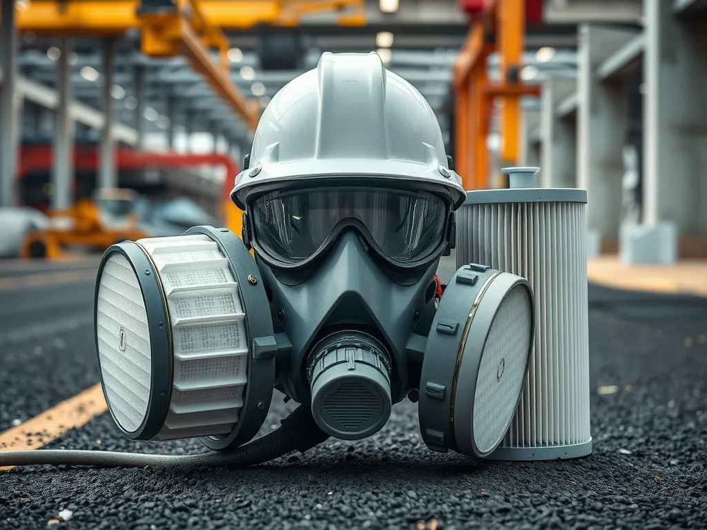 Safety helmet and respirator equipment for DIY asphalt repairs