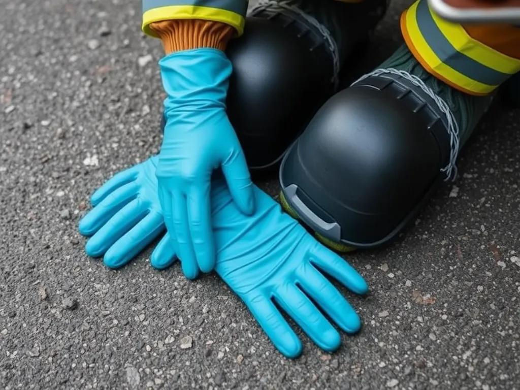 Protective safety gloves for DIY asphalt repairs to ensure safety while working.