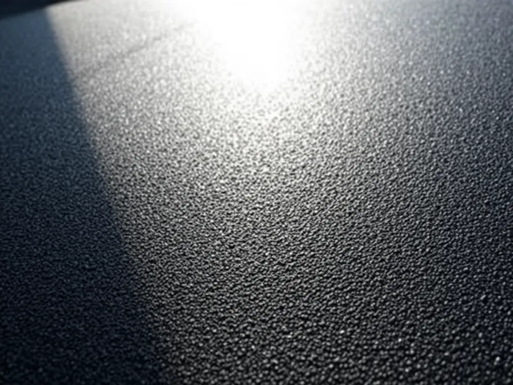 Close-up view of a newly sealed asphalt surface, demonstrating a smooth and shiny texture.