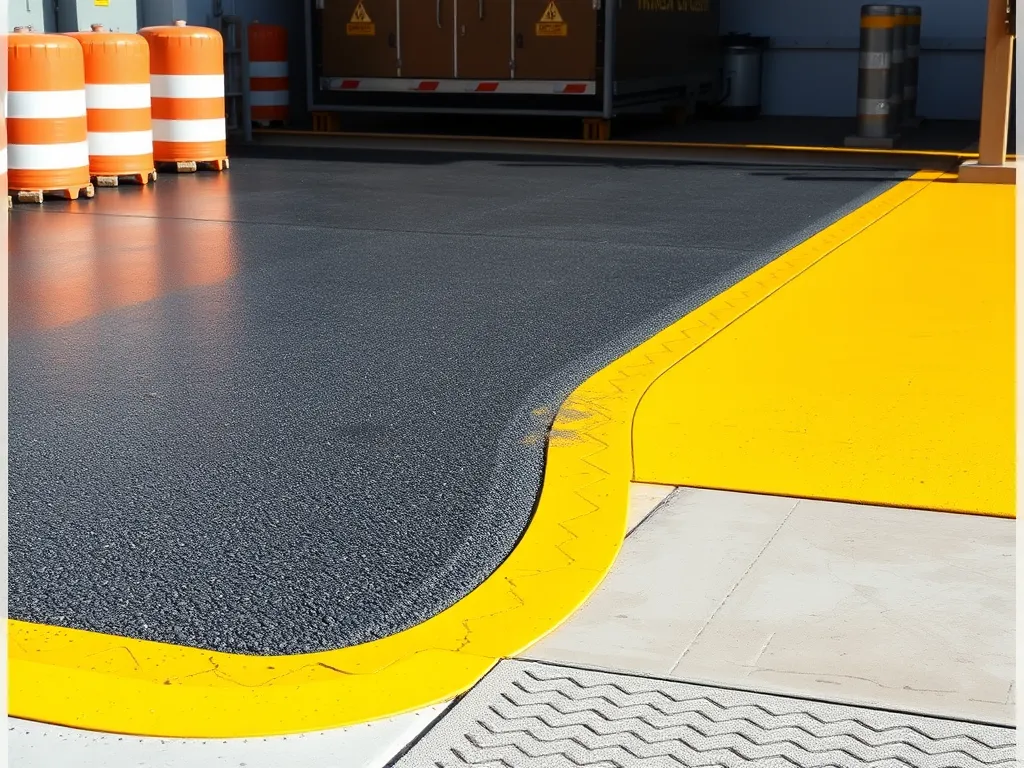 Freshly sealcoated asphalt showing durability and protection.